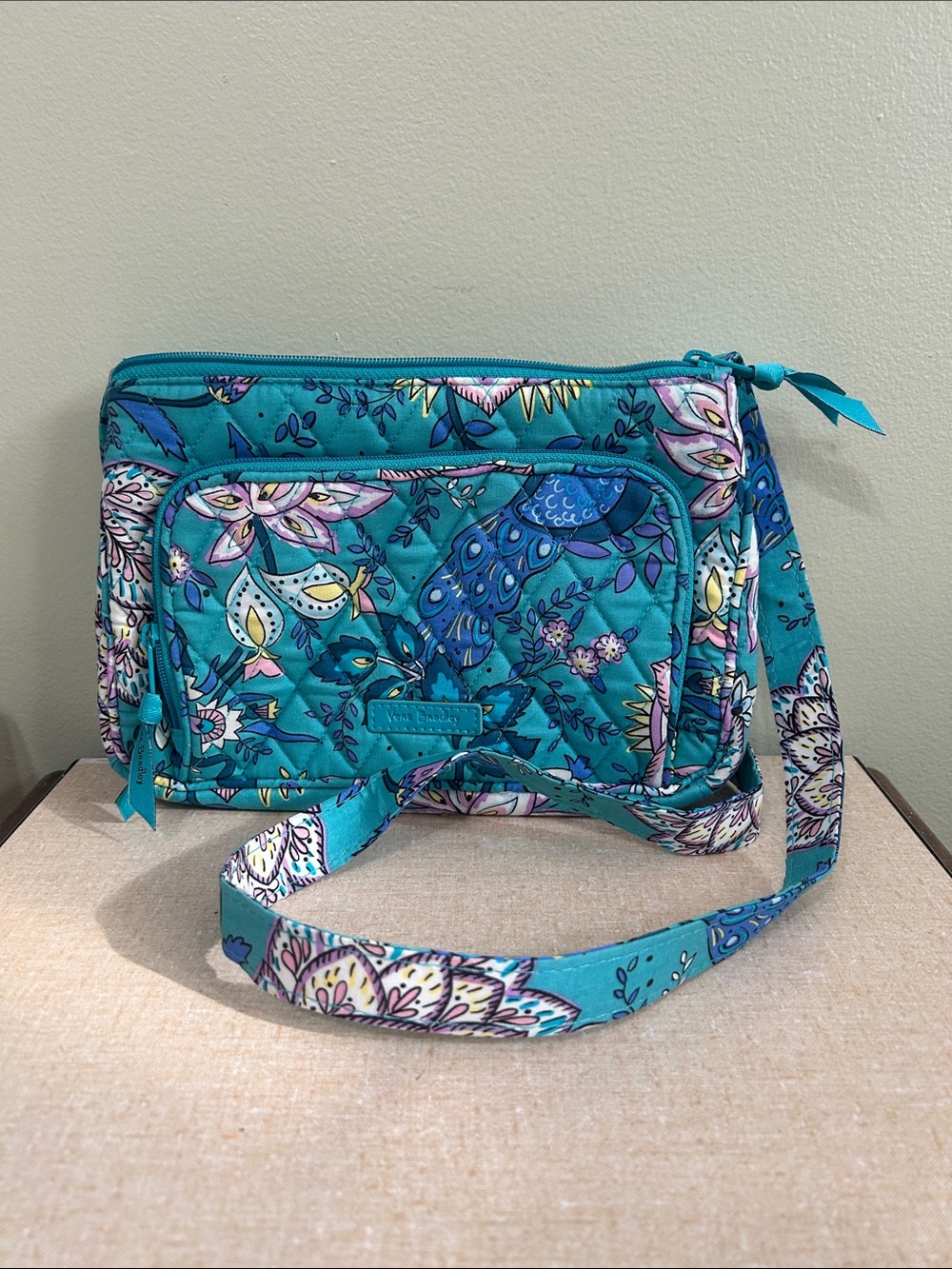 Vera Bradley RFID Little Hipster Crossbody Bag Peacock Garden